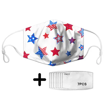 

White Polyester Mask with Colorful Flag Pattern Star Print Masks on Face for Women Family Daily Outdoor Protective Accessories