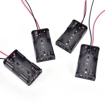 

2pcs/lot 2 Slot Power Bank 3.7V Battery No.5 Holder Plastic Battery Holder Storage Box Case With Wire Leads DIY Battery Case