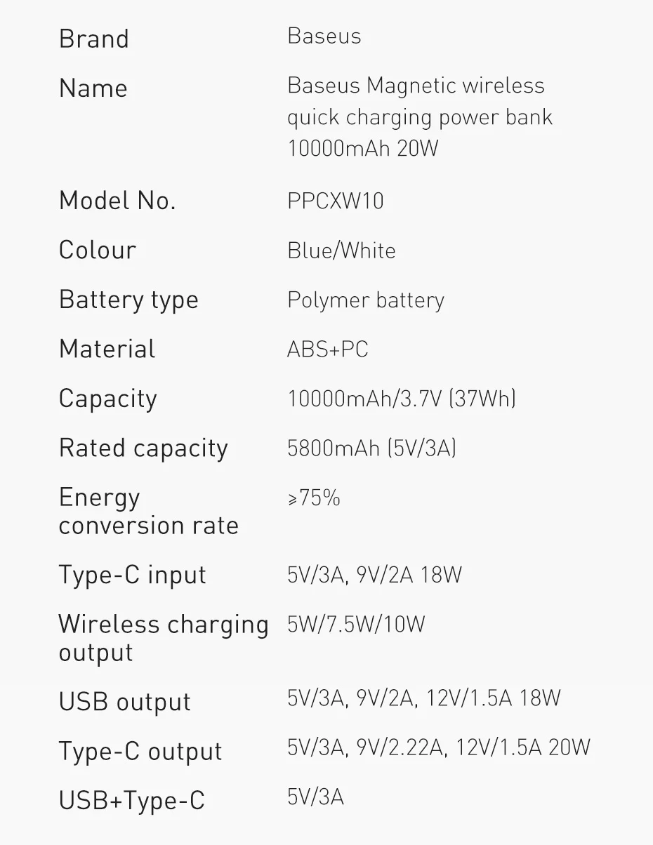 Baseus Power Bank 10000mAh  For iPhone 13 Wireless Charger PD 20W Fast Charger External Battery Portable Charger For iPhone 12 12v power bank