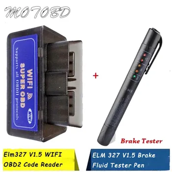 

Elm327 V1.5 WIFI OBD2 Code Reader ELM 327 OBDII V1.5 Diagnostic Tool Brake Fluid Tester Pen Android/IOS Car Scanner