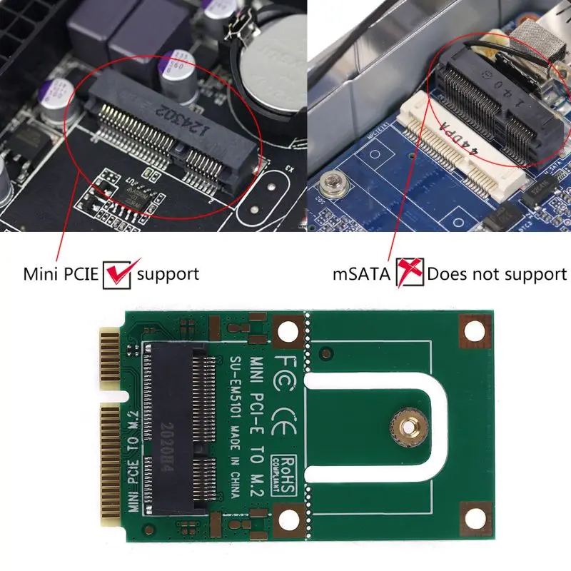Mini PCI-E to m2 Adapter Converter Expansion Card Key NGFF E Interface for Wireless Bluetooth WiFi Module Laptop and P | Компьютеры и
