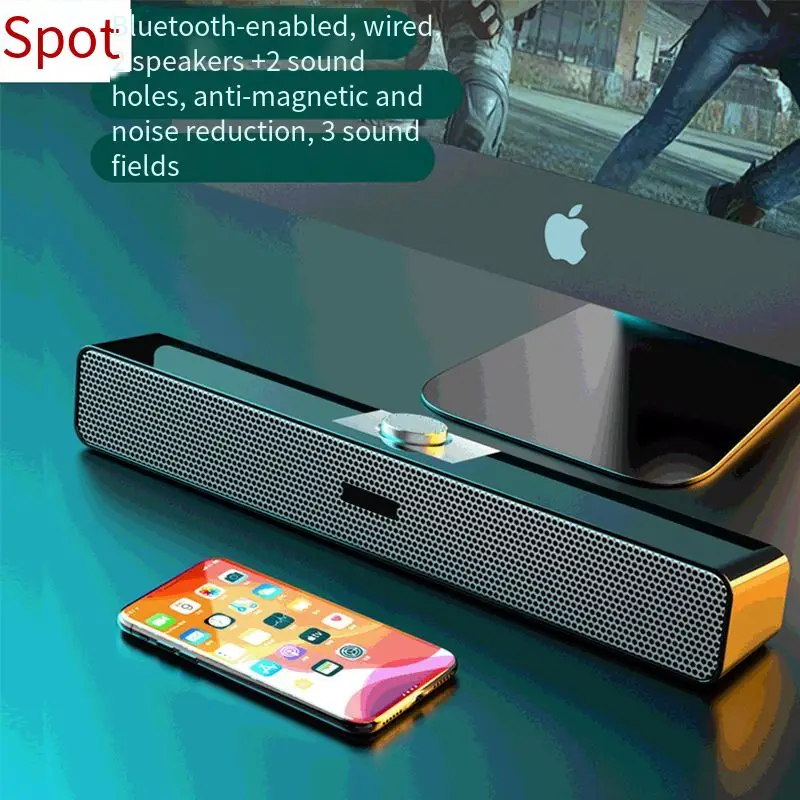 

3D Surround Bluetooth 5.0 Soundbar USB Wired Computer Speakers Stereo Subwoofer Sound Bar Loudspeaker for Laptop PC Theater TV