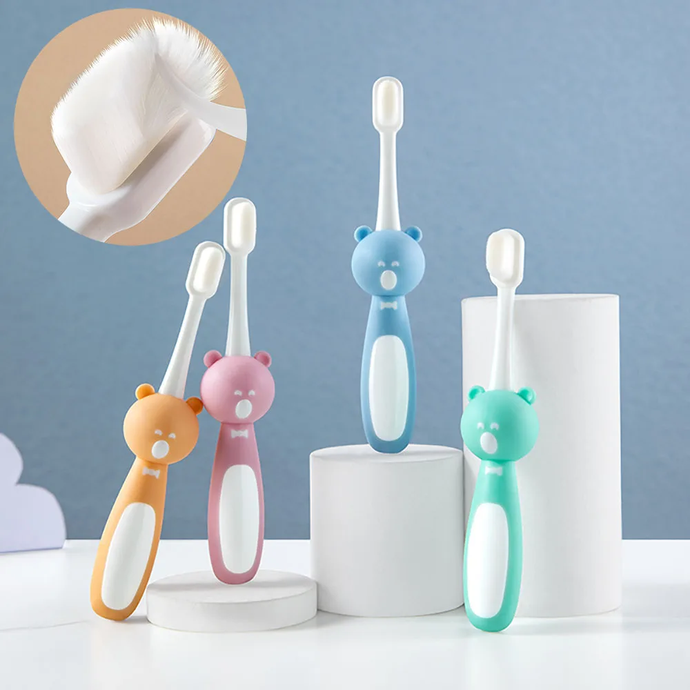

Toothbrush For Kids Color Lovely Cartoon Modeling of Children's Teethbrushes Soft Bristles Cartoon Handle Scrape Tongue Coating