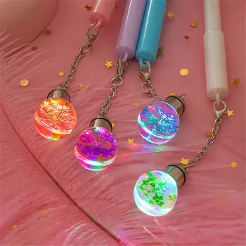 

1PC Novelty Dried Flowers Pendent Gel Pen Kawaii Colorful Light Bulb Signature Pens 0.5mm Black Ink Needle Writing Instrument