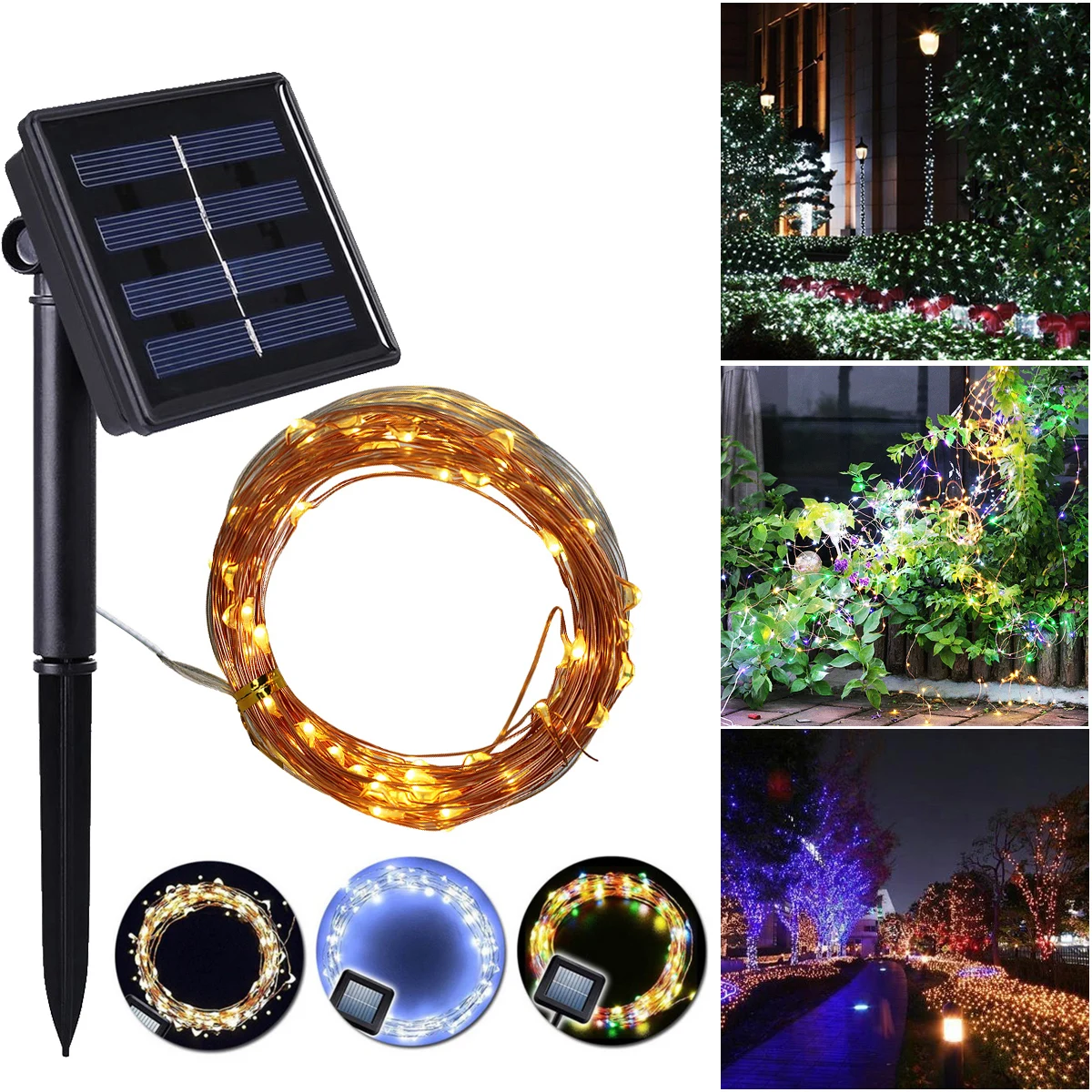 100//200 LED Solar Battery Powered String Fairy Lights Garden Christmas Outdoor