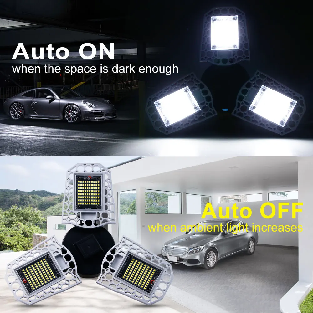 

60W 80W 100W E27 Led Garage Light LED Deformable Lamp 220V Light Sensor E26 Led Light Bulb Waterproof Industrial Lighting 110V