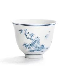 Цзиндэчжэнь керамическая чашка маленькая чаша для чая ручная роспись синий и белый пейзаж кунг-фу черный чай Да Хун Пао чайная посуда