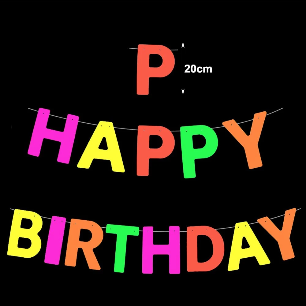 Confettis En Papier Neon Pour Fete D Anniversaire Banniere De Joyeux Anniversaire Fanion Etoile Suspendue Fournitures Pour Fete D Anniversaire Des Annees 80 Aliexpress