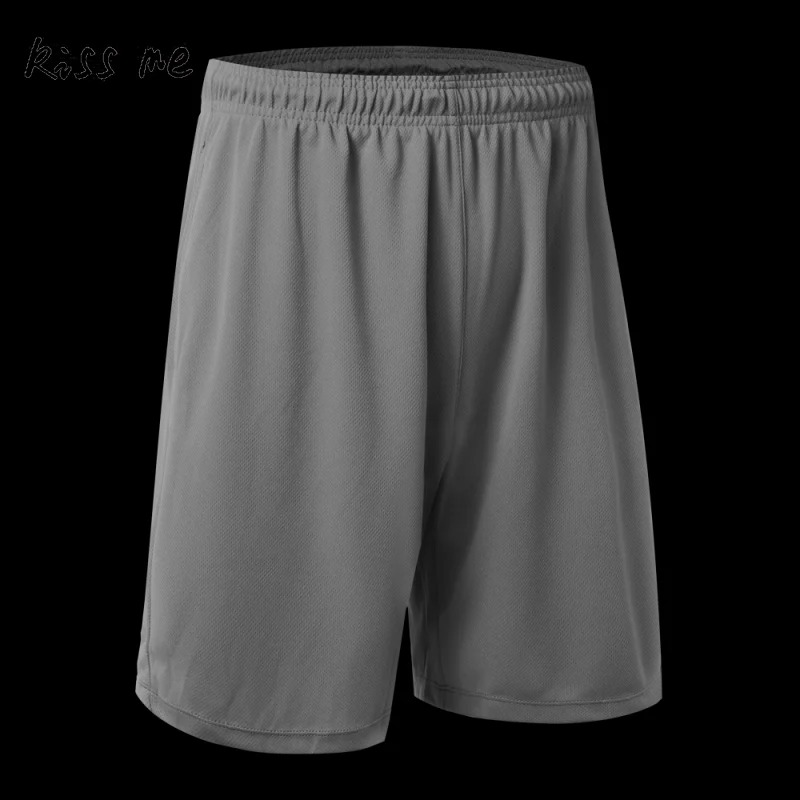 Solid Elastic Short Pants Men Running Shorts With Pocket Loose Men Gym Run Fitness Shorts Workout Sportswear Man - Цвет: gray