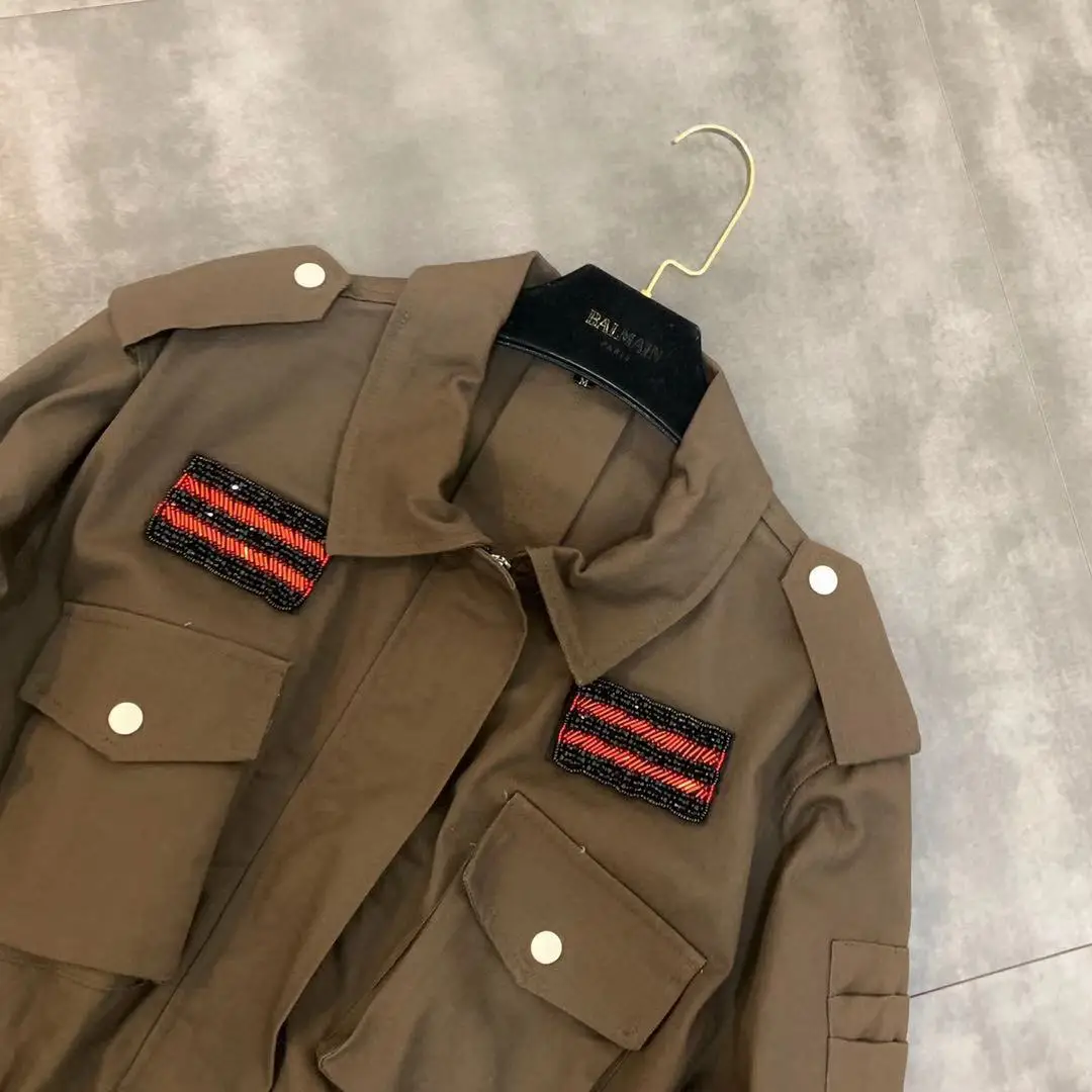 Promotion Trench Coat Casaco Feminino Women's Beaded Waist Army Long Cotton Women Windbreaker Coat