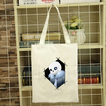 

Undertale Sans Unisex Handbags Custom Canvas Tote Bag Print Daily Use Reusable Travel Casual Shopping Bag