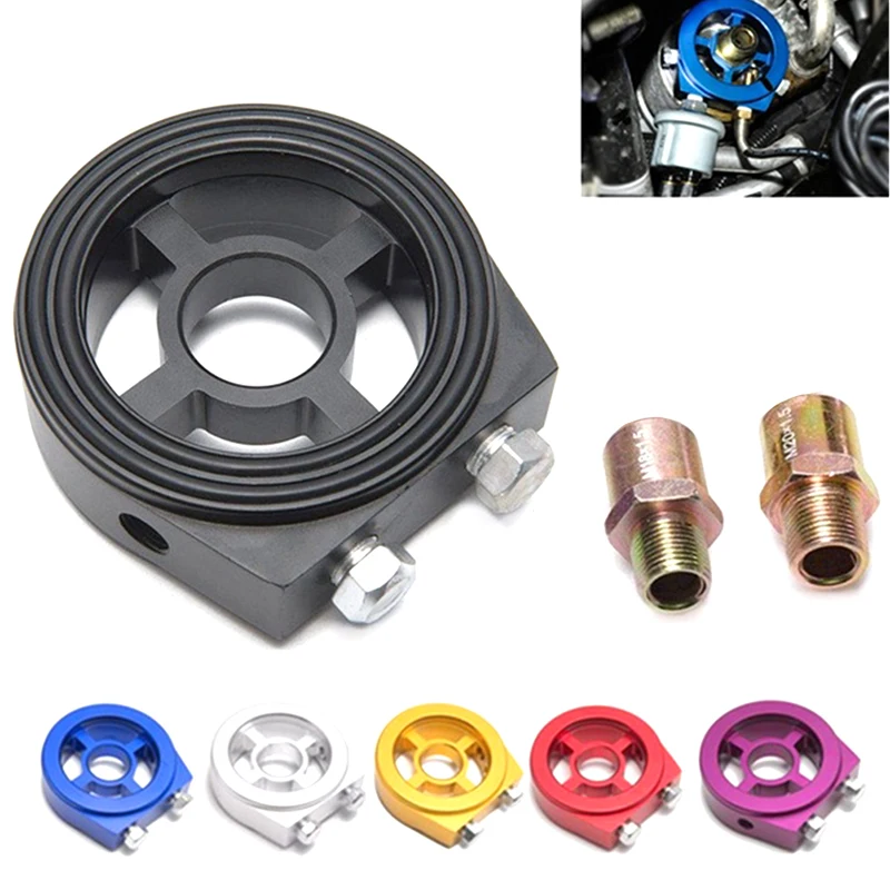 1/8 NPT 3/4-16 UNF/M20 x 1,5 датчик давления масла масляный фильтр Сэндвич алюминиевый гоночный - Цвет: Черный