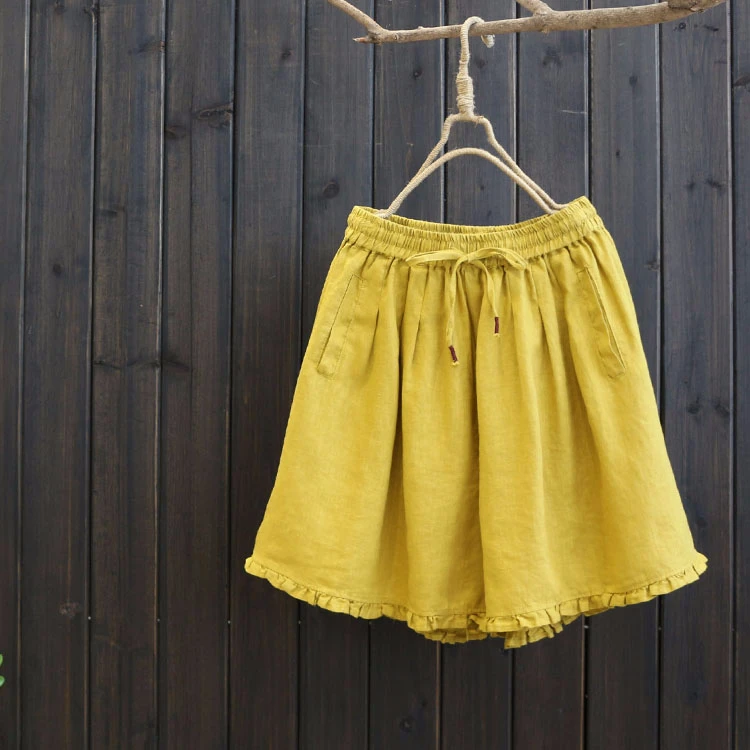 Loose high waist Linen shorts women summer new arrival casual wide leg hot breif all match soild short femme