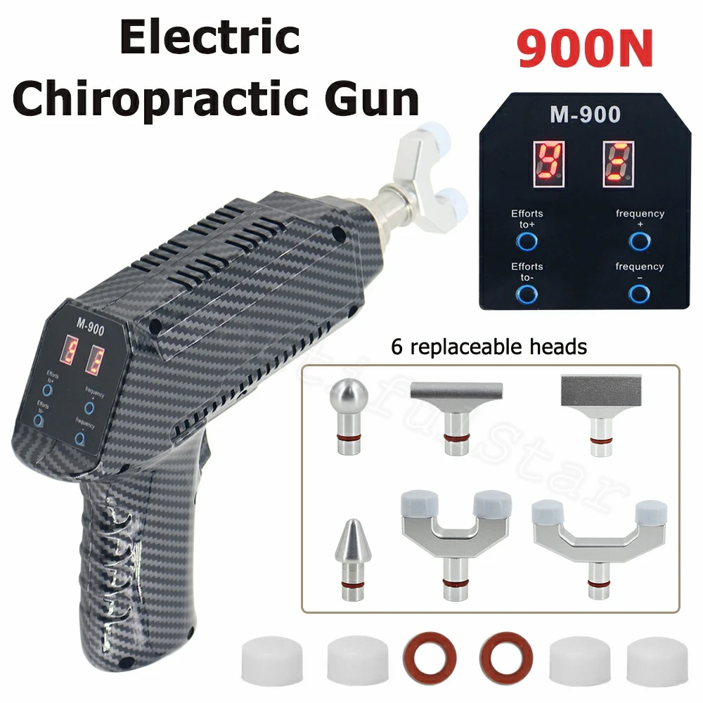 

Electric Correction Gun 900N Intensity Therapy Chiropractic Adjusting Tools 9 Levels Adjustable 6 Heads Spine Cervical Massager