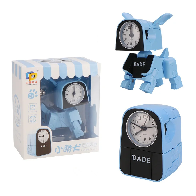 blue No Battery Милый мальчик детский Будильник мультфильм робот собака настольные часы забавные Реверсивные игрушки спальня Пробуждение часы путешествия настольные часы - Цвет: blue No Battery