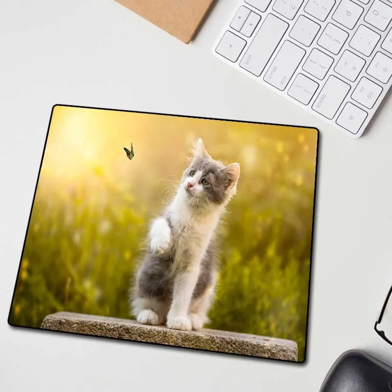  XGZ Animal Cat Butterfly Custom Large Mouse Pad Black Exquisite Lock Edge Computer Table Mat Rubber