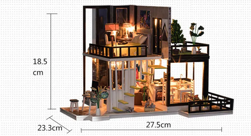 Лидер продаж DIY деревянный Miniatura кукольный домик Миниатюрный Кукольный домик с мебель комплект дома светодиодный свет Рождественские подарки на день рождения