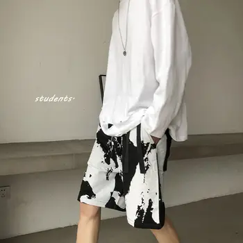

2020 Summer New Youth Popular Men Loose Loose Ink Printing Tooling Shorts Fashion Casual Wild Five-point Pants Black M-2XL