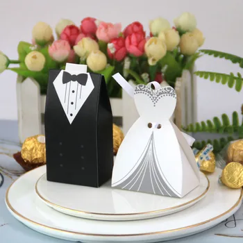 

100pcs Wedding Candies Box High-End Wedding Suit Candy Box Creative Wedding the Bride and the Bridegroom Double-breasted Dress