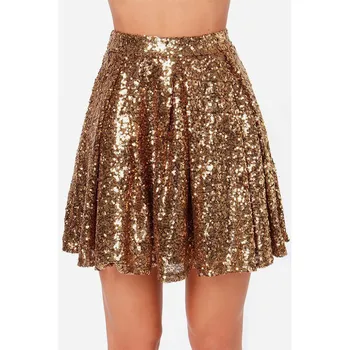 

Focal20 Streetwear Solid Color Golden Sequin Women Skirt Party Loose Shinny Female Skirt High Waist Summer Lady Skirts Bottoms