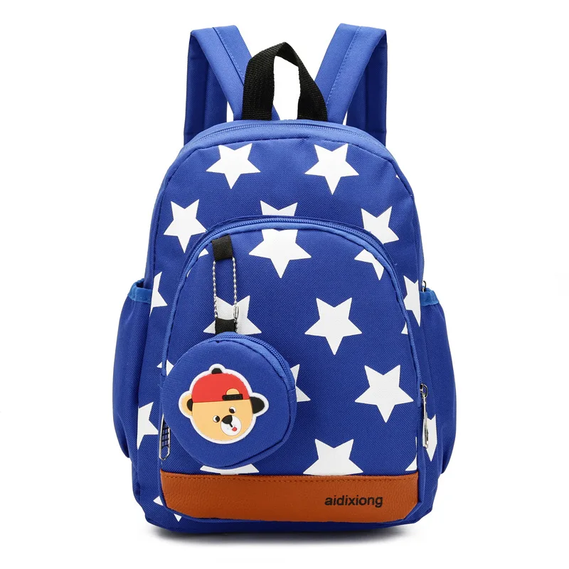 Durable Canvas Primary School Bag Stars Pattern Pink Navy Large Capacity Backpack Kids School Bags