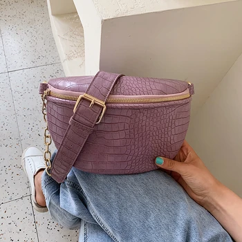 

Fashion Chain Women Chest Bags Solid color Leather Messenger Bag Shoulder Bag Female Large Capacity Phone Money Waist Packs