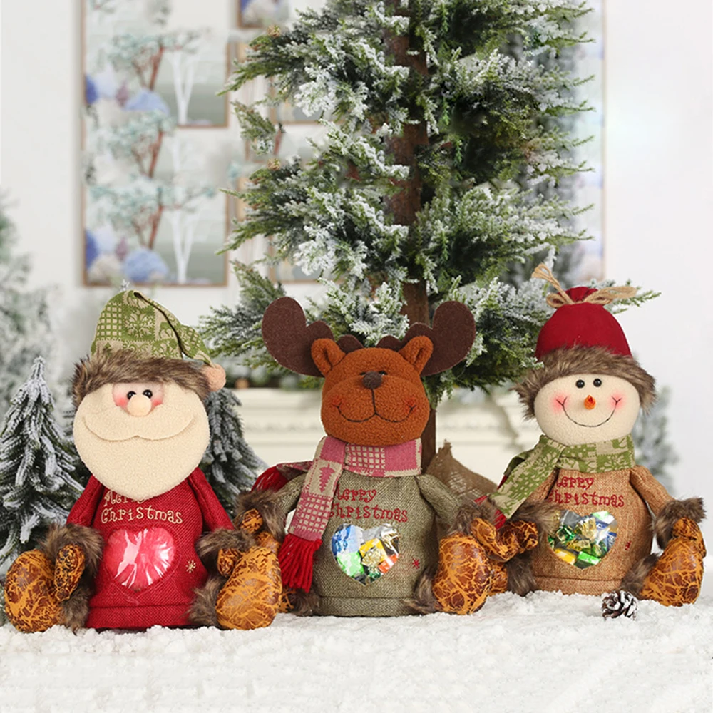 

Christmas Decoration Imitation Bark Linen Candy Bag Creative Doll Children Gift Pouch pendant ornament