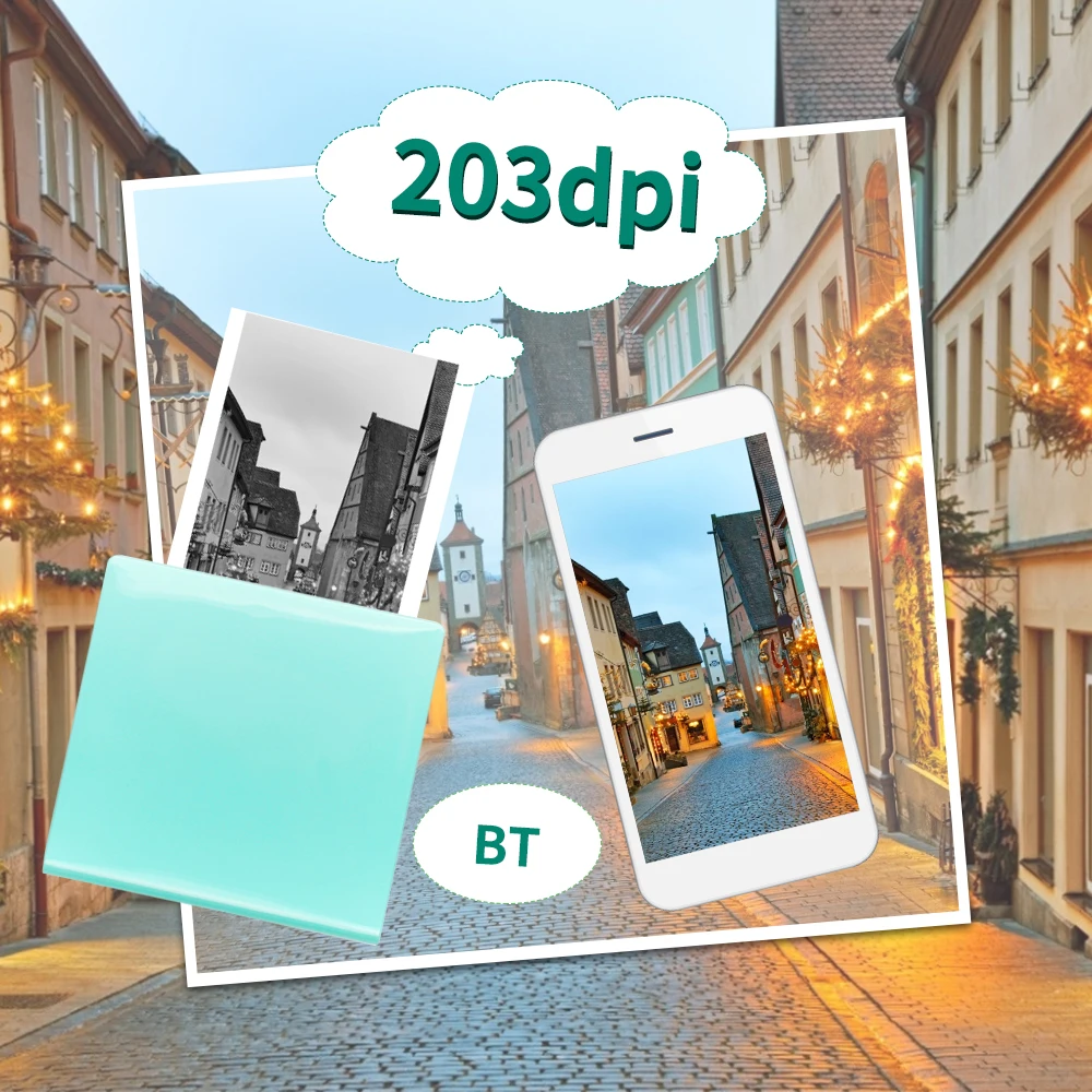 Мини Портативный термопринтер BT беспроводной карманный принтер 203 точек/дюйм