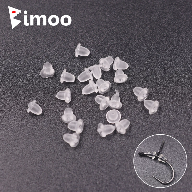 Bimoo 50 Pz/Pacco Trasparente Morbido Di Pesca Alla Carpa Gancio Stoper Su Scorrevole Ganci Holder Terminal Tackle Gomma Pop Up Set Up Rig Gambo Tallo