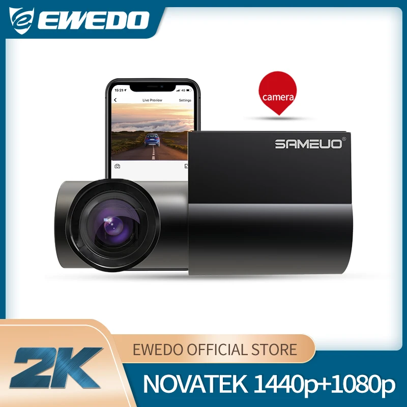 

Ewedo Dash Camera front and rear built in WiFi GPS Car Dash Camera Mini Hidde full hd 1080P Auto Night Vision DVR 360 Rotation