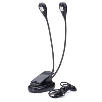 

Flexible Clip On Desk Music Stand Book Dual Arm 2 LED Battery Powered Night Light Reading Lamp Student Study Bedroom Dormitory