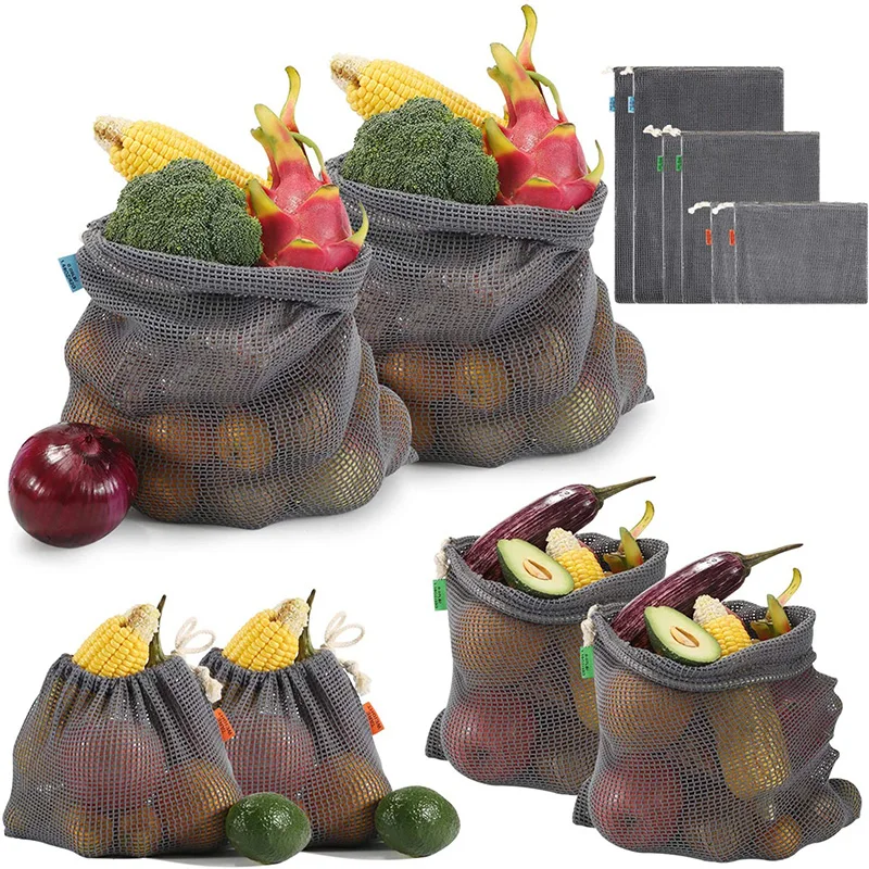 Produce-Bags Mesh Organic Durable Cotton String for Premium Eco-Friendly with 3-Size