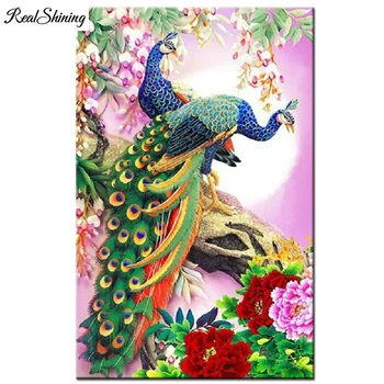 

Diamond embroidery animals Rhinestones Full Drill Mosaic Kit 5D DIY Diamond Painting Cross Stitch Peacocks and red peony F612
