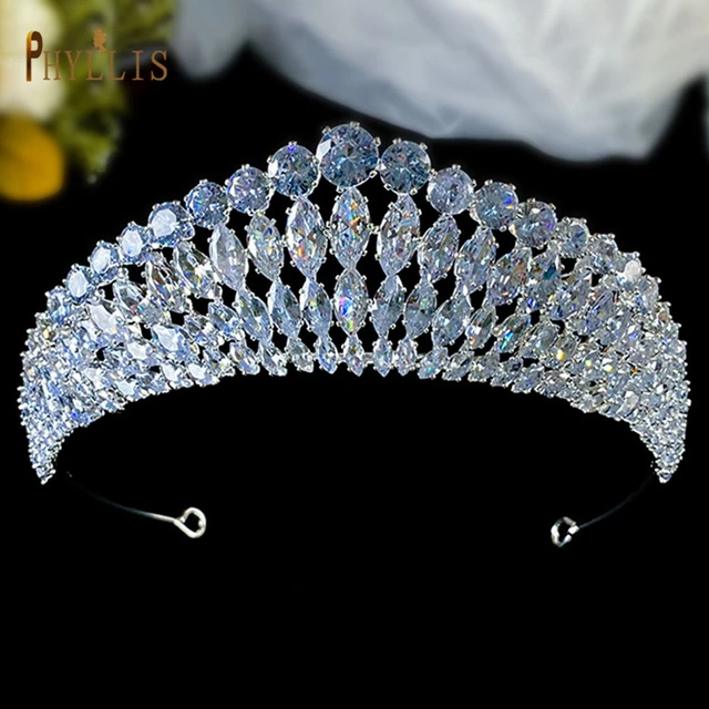 A366 Zirconia Princess Wedding Bridal Tiaras and Crowns Pageant Hair Jewelry Party Headpieces for Women Birthday Crown Headdress A366-S