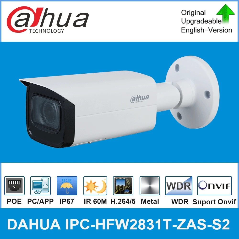 Dahua оригинальная IPC-HFW2831T-ZAS-S2 8MP Lite IR Vari-focal Bullet сетевая камера IR 60M Starlight IVS IP Poe модель камеры