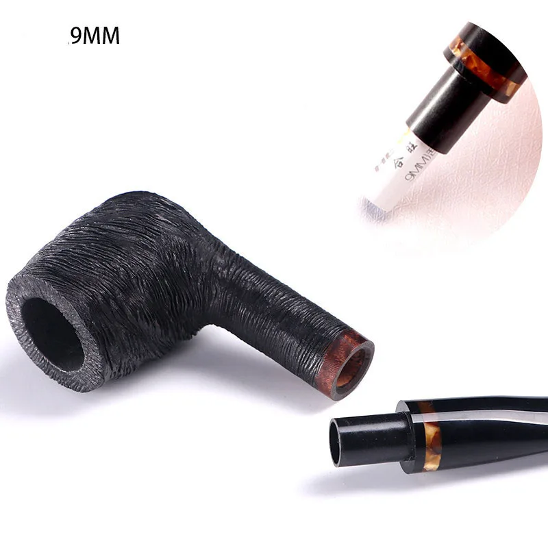 9MM 필터 담배 파이프 브라 나무 흡연 파이프 구부러진 유형 수제 단단한 나무 파이프 컷 담배 파이프 선물 파이프 액세서리 10 도구