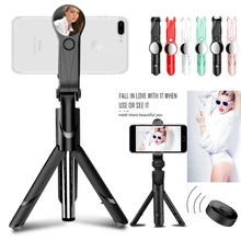 Bluetooth селфи палка Штатив для iphone/Android/huawei/Xiaomi ручной пульт дистанционного управления затвором Выдвижной мини-штатив с зеркалом светильник
