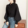 Women blouse vintage Turn-down Collar Spring Autumn Lantern sleeve women shirts white tops long sleeve shirt black ladies tunic ► Photo 2/6