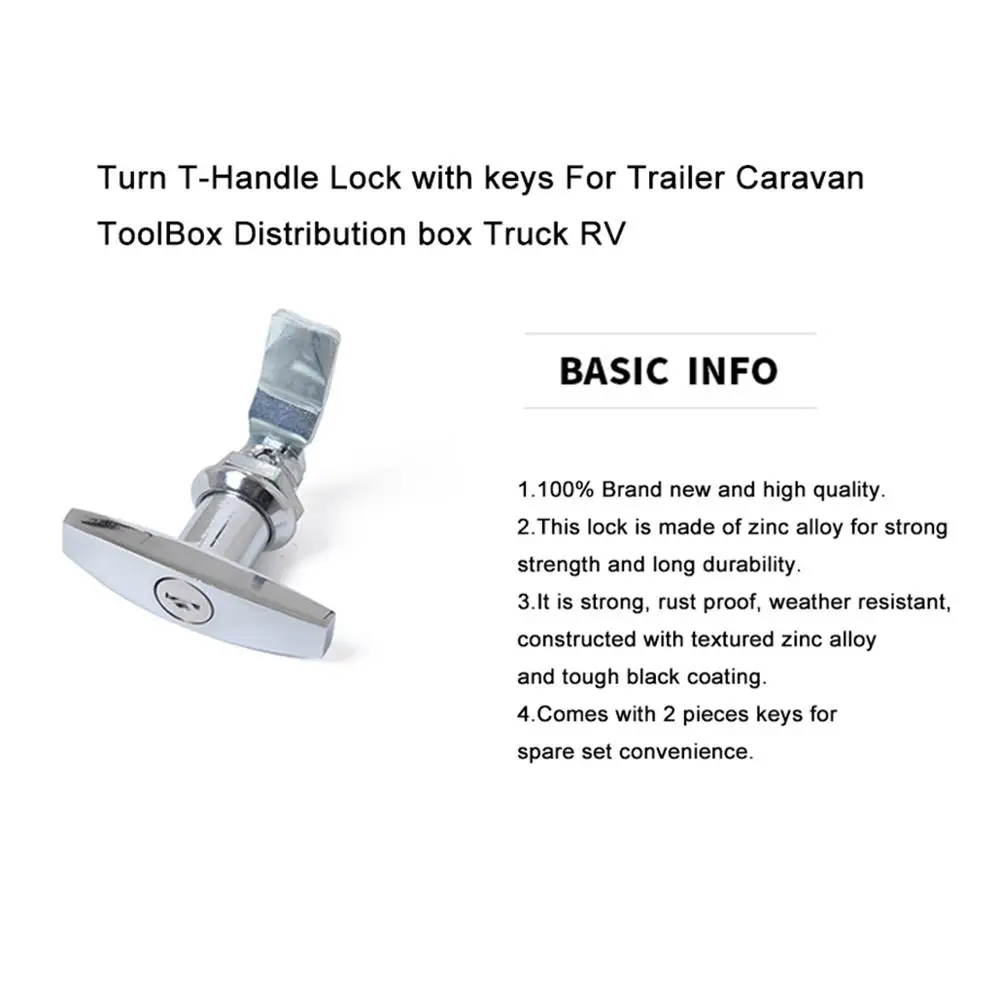 Поворотный Т-ручка замок с ключами для трейлера Caravan ToolBox распределительная коробка грузовик RV