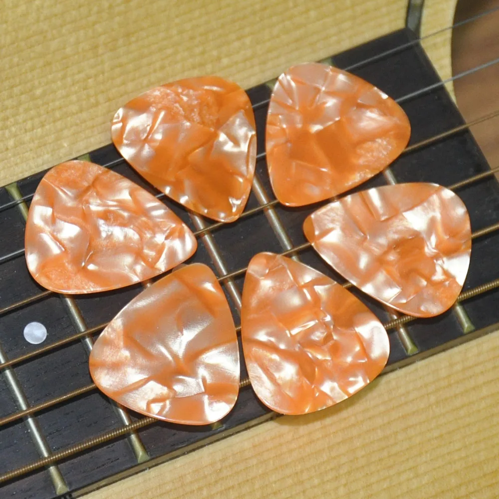 0.46mm 0.71mm Orange Pearl Celluloid Guitar Picks Plectrums 100pcs/lot for Acoustic Electric Guitar Bass