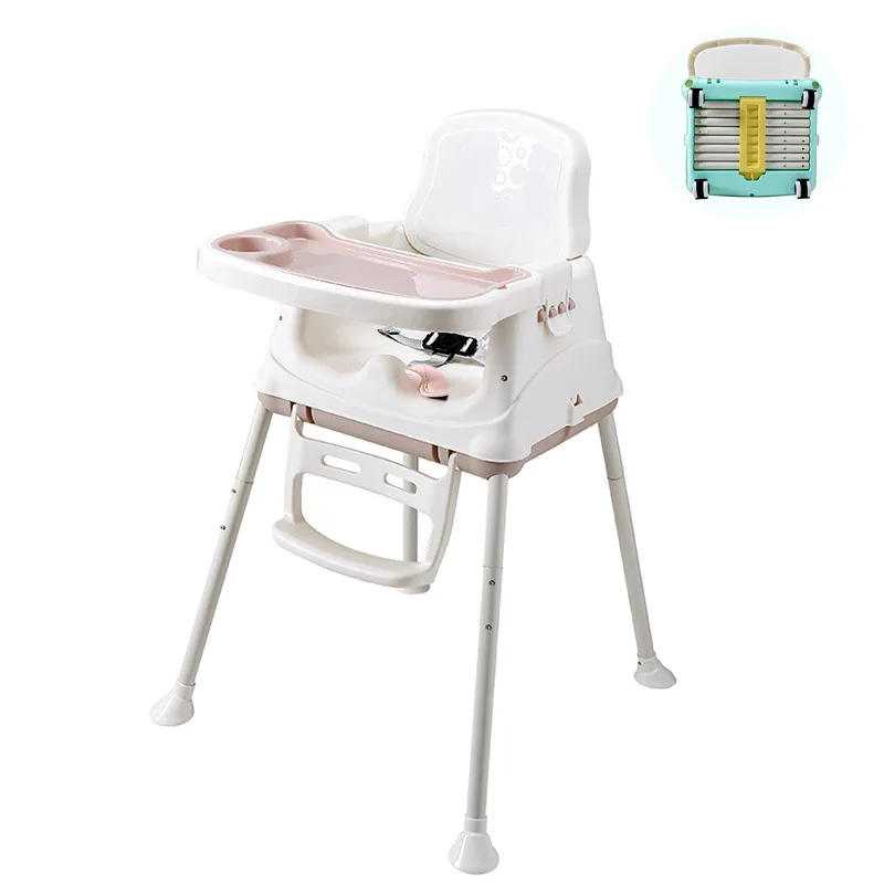 Детский обеденный стульчик, обеденный стол, детский стул, детский стул, Mesa Infantil, обеденный стул, портативный, складной, Para Bebe, BB, обучающий стул - Цвет: Pink-niversal wheel