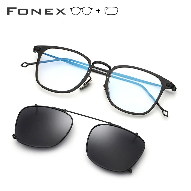 Cena Czystego tytanu okulary korekcyjne ramki mężczyźni klip na spolaryzowane okulary okulary przeciwsłoneczne dla kobiet kwadratowe krótkowzroczność okulary optyczne