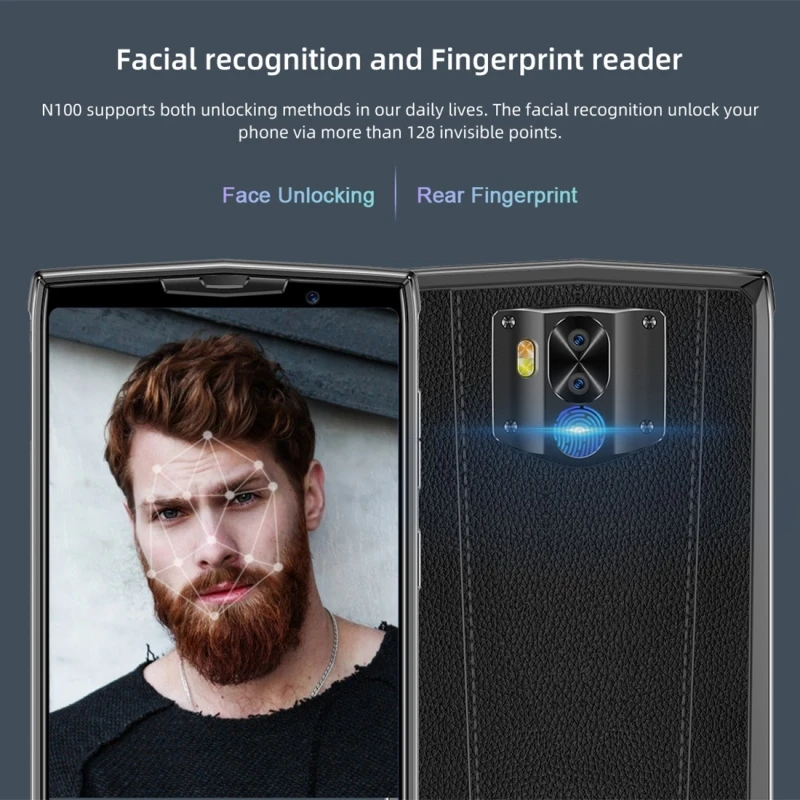DOOGEE N100 Smart phone 10000mAh 4GB+64GB 5.9''FHD+21MP+8MP Dual Back Cameras Face ID Fingerprint Octa Core Dual 4G Cellphone