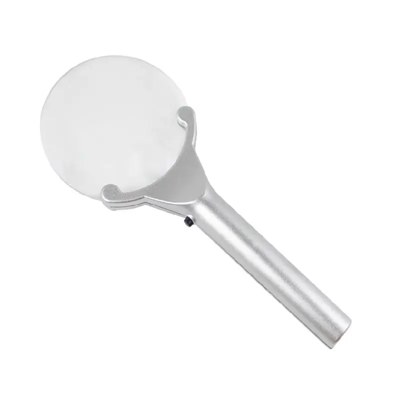 

2.5 And 6 Times Magnifying Glass Hand Handheld Portable Illumination Loupe Tool With 2 LED Lights Lamp H7ED