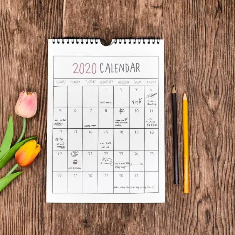 Год, мини настольный календарь, креативный подвесной календарь, простой Настольный блокнот с катушкой, крафт-календарь, ежедневный календарь, проверка