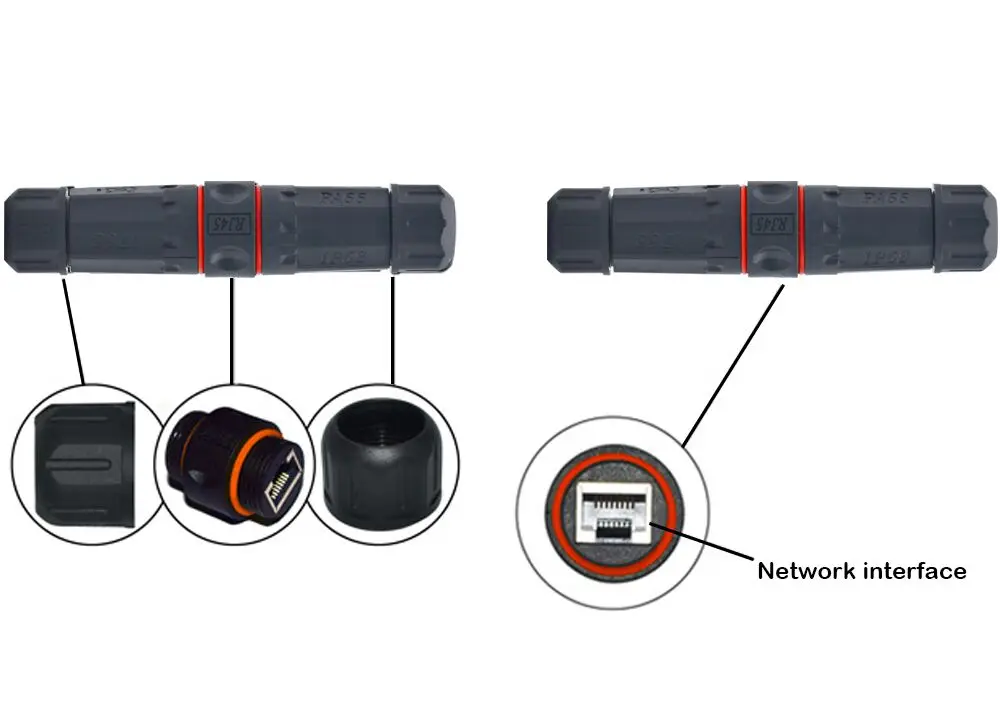 Водонепроницаемый RJ45 Ethernet сетевой кабель разъем провода расширение двойной головкой адаптер