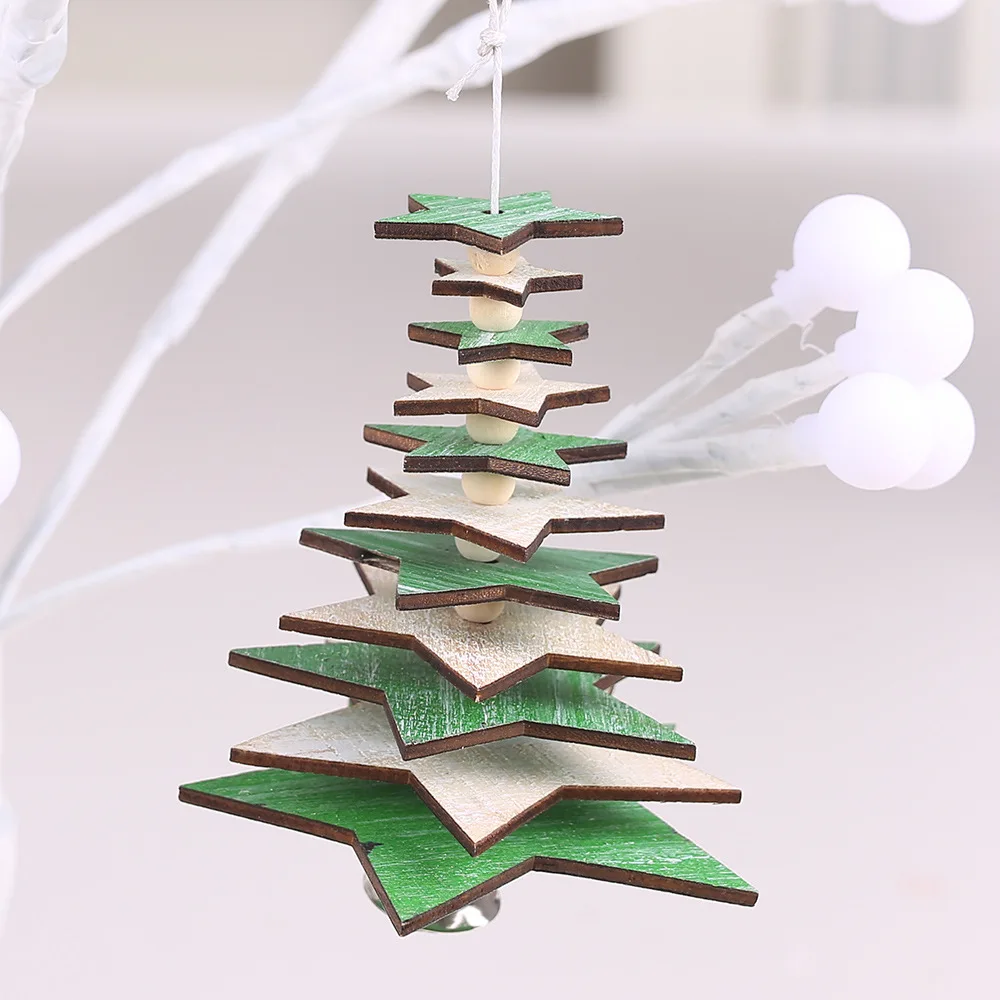 Снежинка звезда креативная деревянная мини-елка украшения для дома капли рабочего стола украшения с Рождеством - Цвет: 18