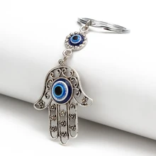 MEIBEADS Фатима хамса ручной турецкий голубой глаз брелок сплав стекло сглаз кольцо для автомобильных ключей Сумки Аксессуары для подарка