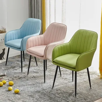 

Nordic style ins iron light luxury dining chair backrest nail dressing table net red simple home