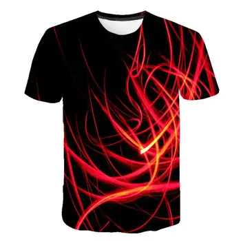 

3D geometrik erit krmz desen bask erkekler 3d tirt siyah Tee rahat st Anime Camiseta streetwear ksa kollu kuma boyutu